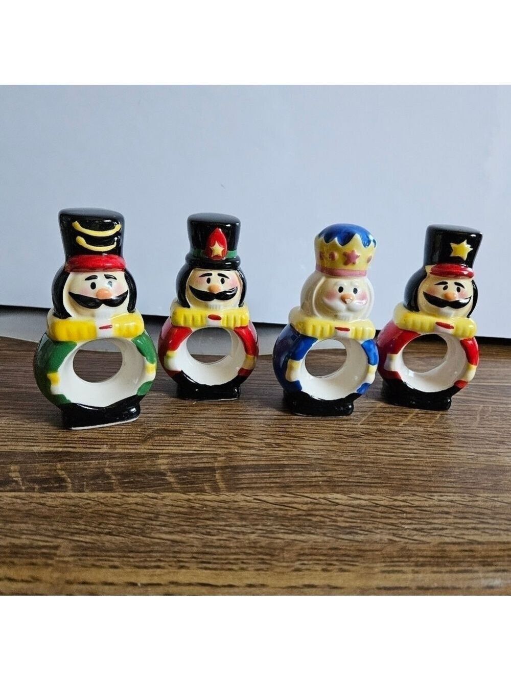 Vintage Boston Warehouse 4-Piece Ceramic Nutcracker Napkin Rings